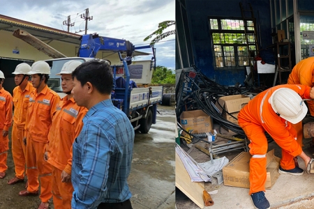 EVNCPC huy động hơn 200 CBCNV đội xung kích tới hỗ trợ EVNNPC khắc phục sự cố do bão KAJIKI