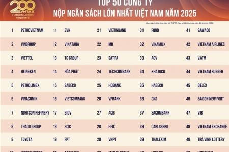 200 doanh nghiệp nộp ngân sách lớn nhất Việt Nam: Tổng nộp 794.000 tỷ đồng