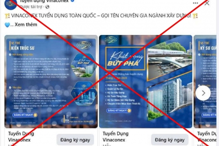 VINACONEX: Cảnh báo lừa đảo giả mạo thương hiệu