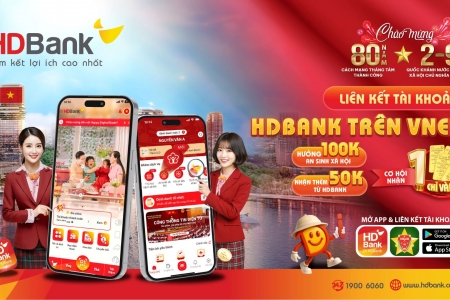 Cơ hội trúng 1 chỉ vàng SJC và nhận quà tặng khi liên kết tài khoản HDBank trên VNeID 