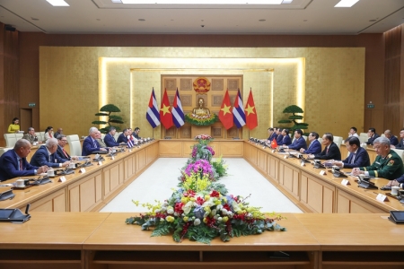 Bí thư Thứ nhất, Chủ tịch nước Cuba Miguel Diaz Canel hội kiến Thủ tướng Phạm Minh Chính