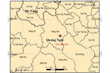 Tiếp tục ghi nhận thêm 2 trận động đất tại Quảng Ngãi