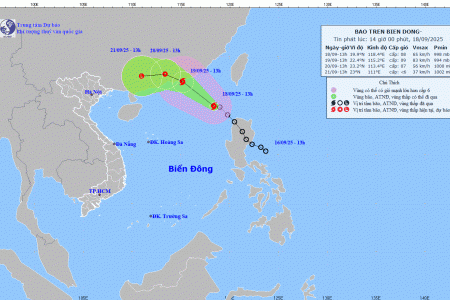 Bão số 8 (Mitag) giật cấp 10, tiến thẳng hướng Tây Bắc