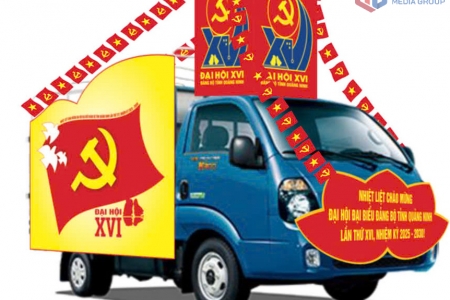 Diễu hành xe tuyên truyền chào mừng Đại hội Đảng bộ tỉnh Quảng Ninh lần thứ XVI