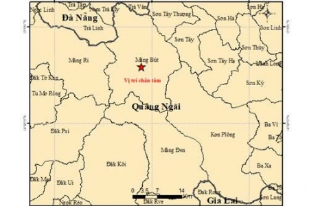 Sáng 22/9, Quảng Ngãi ghi nhận động đất 3.3 độ richter