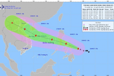 Bão Bualoi di chuyển nhanh theo hướng Tây Tây Bắc, chuẩn bị vào Biển Đông