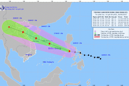 Tối nay, bão BUALOI vào Biển Đông, tốc độ gấp đôi bão thường