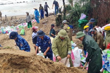 Hà Tĩnh khẩn trương gia cố tuyến đê biển trọng yếu