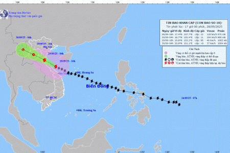 Bão số 10 di chuyển chậm lại, Bắc Bộ hứng mưa lớn kéo dài từ đêm nay