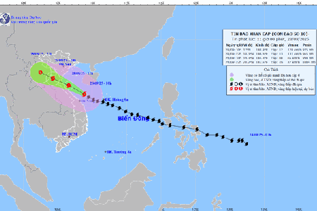 Đêm nay, bão số 10 Bualoi đổ bộ, miền Trung - Bắc Bộ hứng mưa to gió dữ