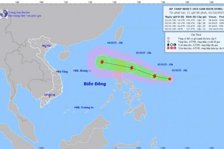 Cảnh báo áp thấp nhiệt đới vừa xuất hiện có thể mạnh lên thành bão trong 2 ngày nữa