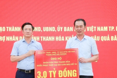 Thành phố Hải Phòng ủng hộ tỉnh Thanh Hóa khắc phục hậu quả bão số 10