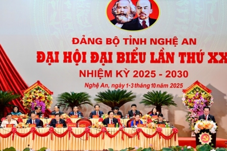 Khai mạc Đại hội đại biểu Đảng bộ tỉnh Nghệ An lần thứ XX, nhiệm kỳ 2025-2030