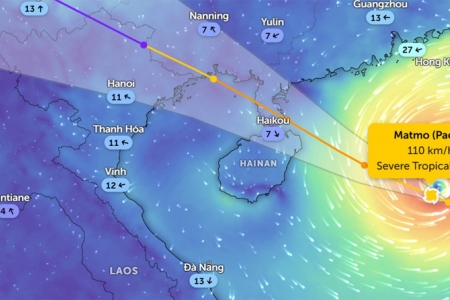 Bão số 11 mạnh lên cấp 15, hướng vào phía bắc Biển Đông và Vịnh Bắc Bộ