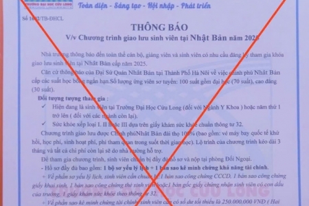 Đại học Cửu Long cảnh báo giả mạo thông báo "học bổng toàn phần" tại Nhật để lừa sinh viên