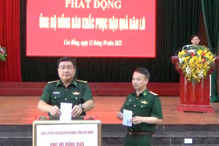 Bộ đội Biên phòng tỉnh Cao Bằng phát động ủng hộ đồng bào khắc phục hậu quả bão lũ