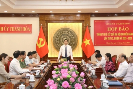 Họp báo thông tin về kết quả Đại hội Đại biểu Đảng bộ tỉnh Thanh Hóa lần thứ XX