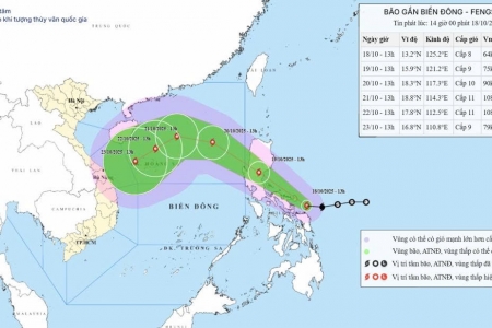 Bão Fengshen tăng tốc 20km/h, hướng thẳng vào Biển Đông