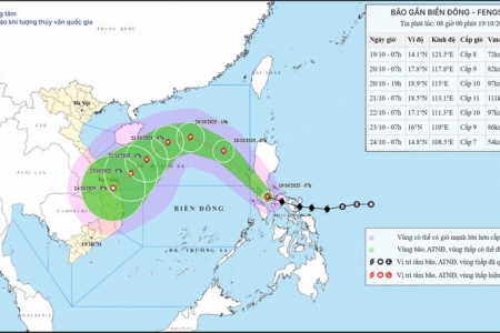 Bão Fengshen di chuyển vào Biển Đông, khả năng mạnh thêm rồi suy yếu do không khí lạnh