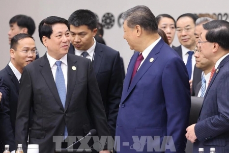 Chủ tịch nước Lương Cường gặp Tổng Bí thư, Chủ tịch nước Trung Quốc Tập Cận Bình