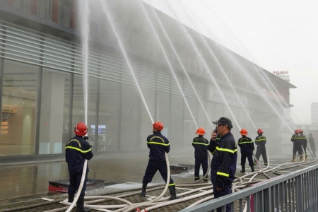 Diễn tập phương án chữa cháy và cứu nạn cứu hộ tại Công ty TNHH Toyota Nankai Hải Phòng