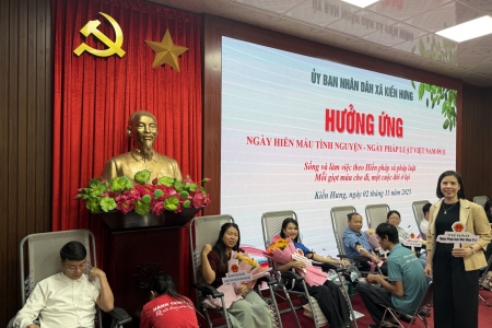 Xã Kiến Hưng tổ chức Ngày hội hiến máu tình nguyện – Ngày hội Pháp luật Việt Nam năm 2025