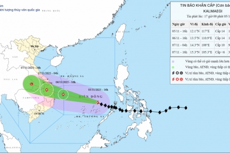 Bão số 13 Kalmaegi mạnh cấp 14, giật cấp 17, hướng thẳng vào miền Trung