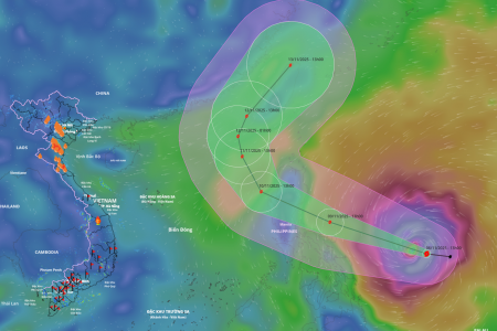 Bão Fung-Wong mạnh cấp siêu bão trước khi vào Biển Đông vào ngày 10/11