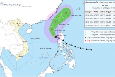 Bão số 14 (Fung-wong) duy trì cường độ mạnh, giật cấp 16, sóng cao tới 10m