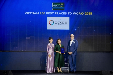 OPES lọt top 5 nơi làm việc tốt nhất Việt Nam 2025 ngành bảo hiểm do Anphabe công bố