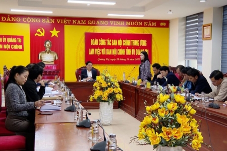 Ban Nội chính Trung ương làm việc với Ban Nội chính tỉnh Quảng Trị