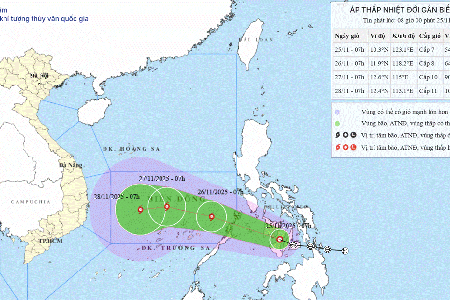 Áp thấp nhiệt đới có khả năng mạnh lên thành bão, hướng về Biển Đông