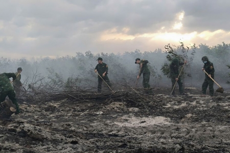 Quảng Trị: Kịp thời dập tắt vụ cháy rừng phòng hộ tại xã Vĩnh Hoàng