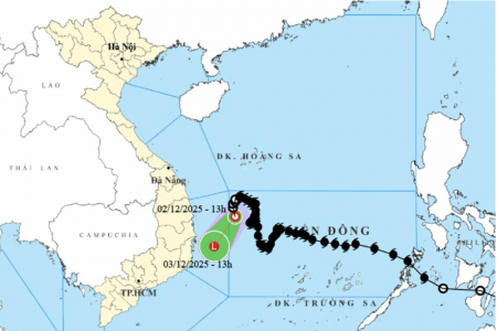 Áp thấp nhiệt đới tiến gần vùng biển khu vực Đắk Lắk - Khánh Hòa
