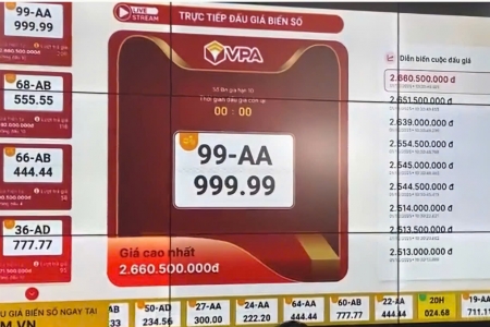 Biển số xe máy 99AA - 999.99 của tỉnh Bắc Ninh trúng đấu giá kỷ lục hơn 2,6 tỷ đồng