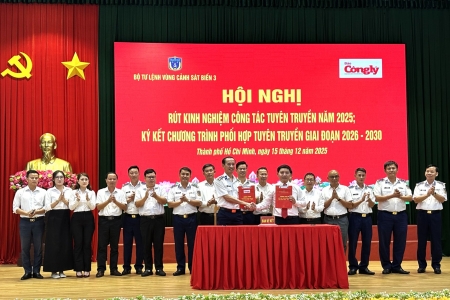 Vùng Cảnh sát biển 3 và Báo Công lý ký kết phối hợp tuyên truyền giai đoạn 2026 – 2030