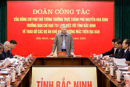 Phó Thủ tướng Thường trực Chính phủ Nguyễn Hòa Bình chỉ đạo tháo gỡ khó khăn, vướng mắc các dự án tại Bắc Ninh