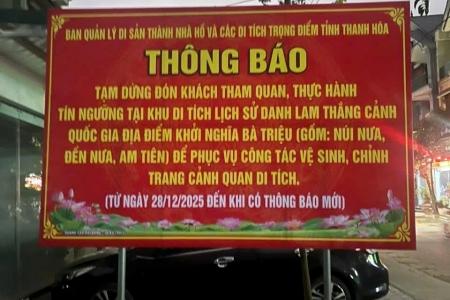 Thanh Hóa: Tạm dừng đón khách tại Khu di tích lịch sử, danh lam thắng cảnh quốc gia địa điểm khởi nghĩa Bà Triệu
