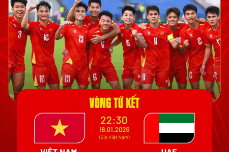 U23 Việt Nam gặp U23 UAE ở tứ kết U23 châu Á 2026