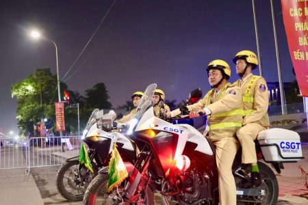 Diễn tập bảo đảm trật tự, an toàn giao thông phục vụ chương trình nghệ thuật chào mừng thành công Đại hội XIV của Đảng