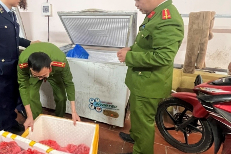 Thanh Hóa: Phát hiện và tiêu hủy hơn 70kg thực phẩm đông lạnh không rõ nguồn gốc