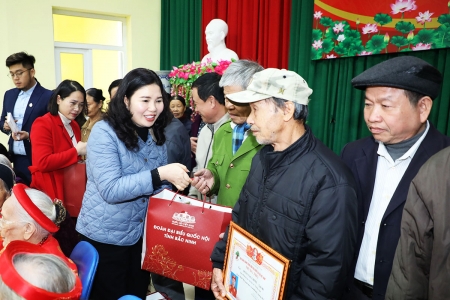 Bắc Ninh: Phó Trưởng Đoàn đại biểu Quốc tỉnh Trần Thị Vân tặng quà Tết tại thôn Phương Triện, xã Đại Lai