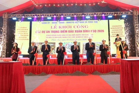 Hà Nội: Xã Phúc Thọ khởi công 6 dự án trọng điểm đầu xuân 2026, tổng vốn hơn 1.100 tỷ đồng