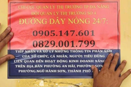 Quản lý thị trường Đà Nẵng công bố đường dây nóng tại toàn bộ cây xăng