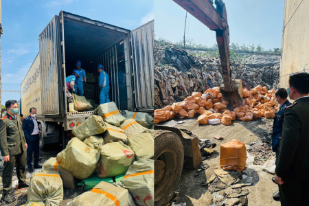 Hà Nội: Tiêu hủy hơn 12 tấn thực phẩm đông lạnh nhập lậu, không rõ nguồn gốc