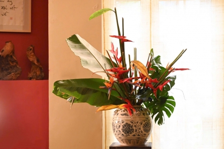 Vẻ đẹp gốm Chu Đậu trong không gian nghệ thuật Ikebana