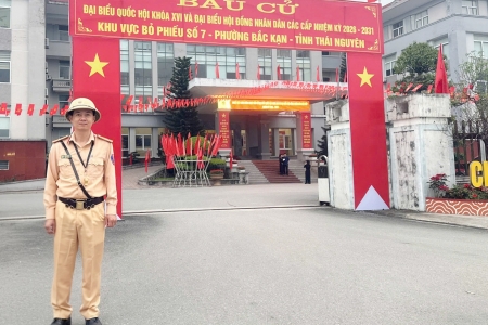 Cảnh sát giao thông Thái Nguyên bảo đảm trật tự, an toàn giao thông phục vụ ngày bầu cử