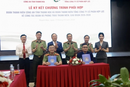 Đoàn Thanh niên Công an tỉnh Thanh Hóa và Tổng Công ty CP Hợp Lực ký kết chương trình phối hợp