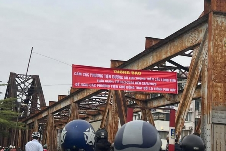 Hà Nội điều chỉnh giao thông trên cầu Long Biên, tạm cấm toàn bộ phương tiện phục vụ sửa chữa