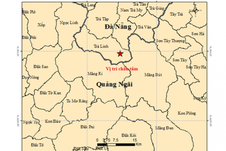 Liên tiếp xảy ra 5 trận động đất ở Đà Nẵng và Quảng Ngãi